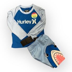 Hurley Kids Swim Set - Blue Shark Design.  New With Tag. Size 12 Month